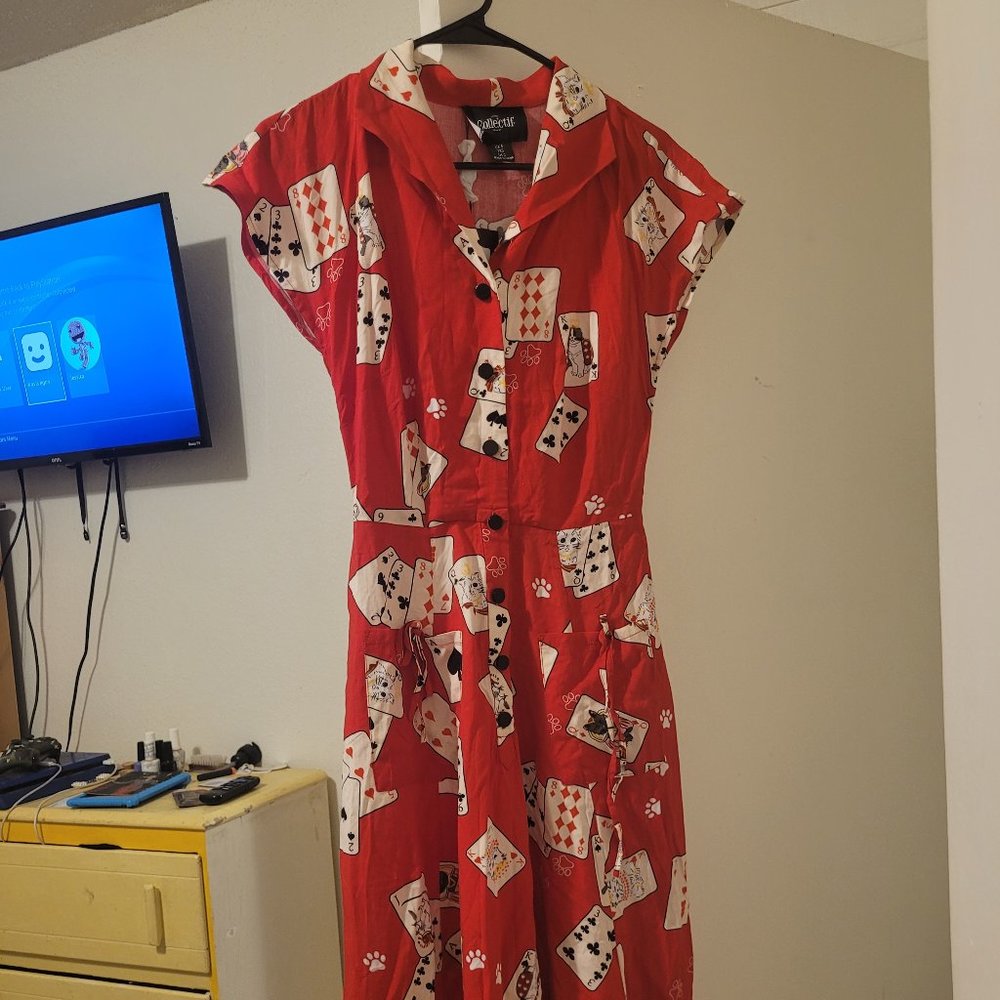 Collectif cats and cards poker dress nwt XS